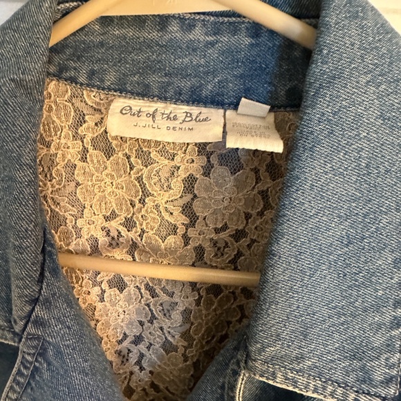 Ladies J. Jill "Out of the Blue" Denim Jacket W/Inner Lace Gathered Back MED - Picture 13 of 16